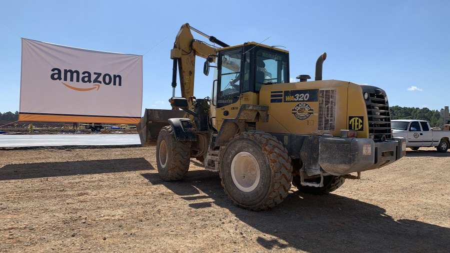 Construction equipment with Amazon Banner